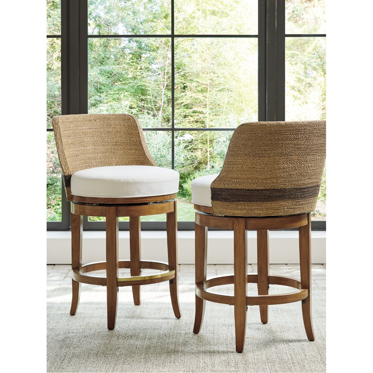 Seagrass swivel 2025 counter stools