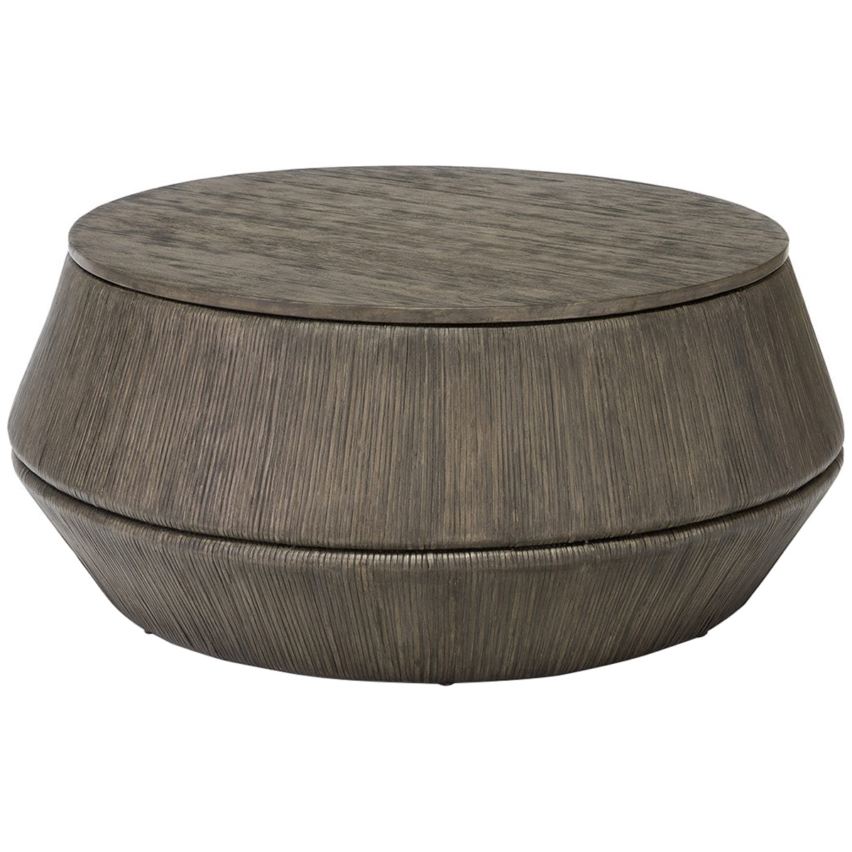 Prisma round natural wood deals turned drum accent table brown