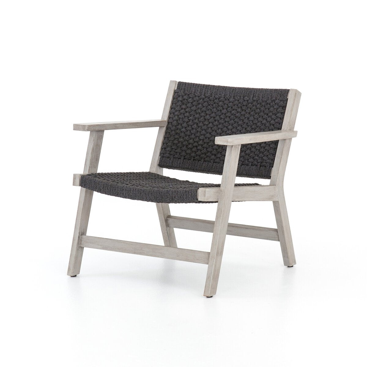 Four Hands Delano Chair In Thick Dark Grey Rope And Washed Grey Finish