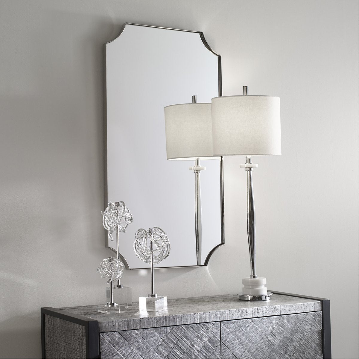 Uttermost Lennox Scalloped Corner Mirror