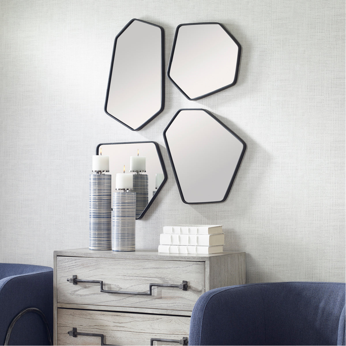 Uttermost Linneah Black Mirrors, 4-Piece Set