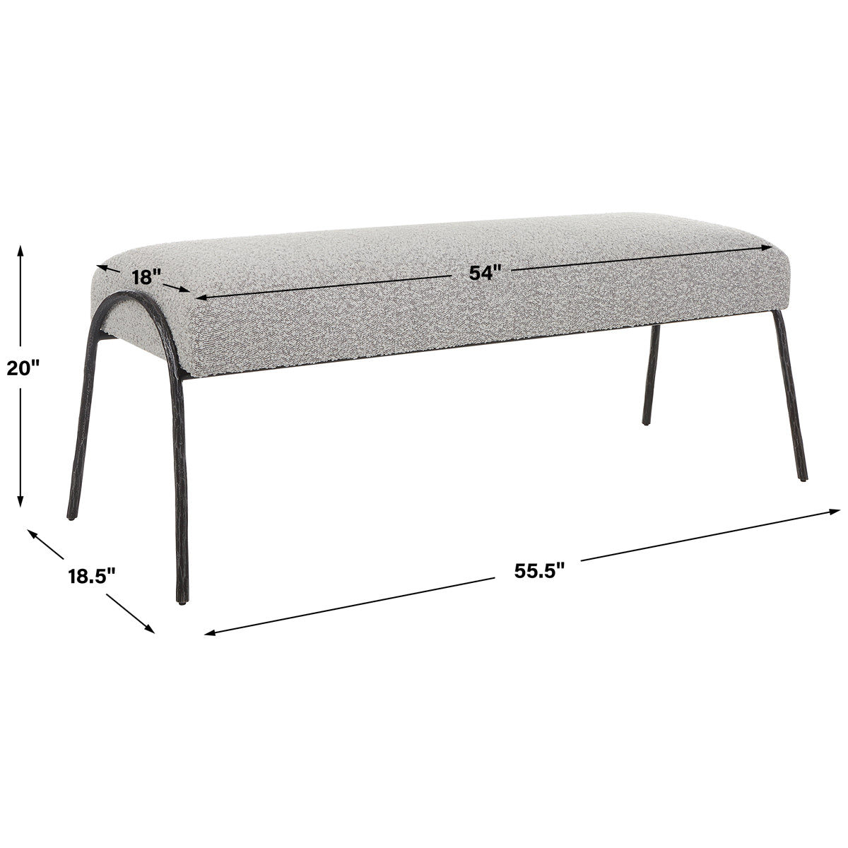 Uttermost Jacobsen Modern Gray Bench