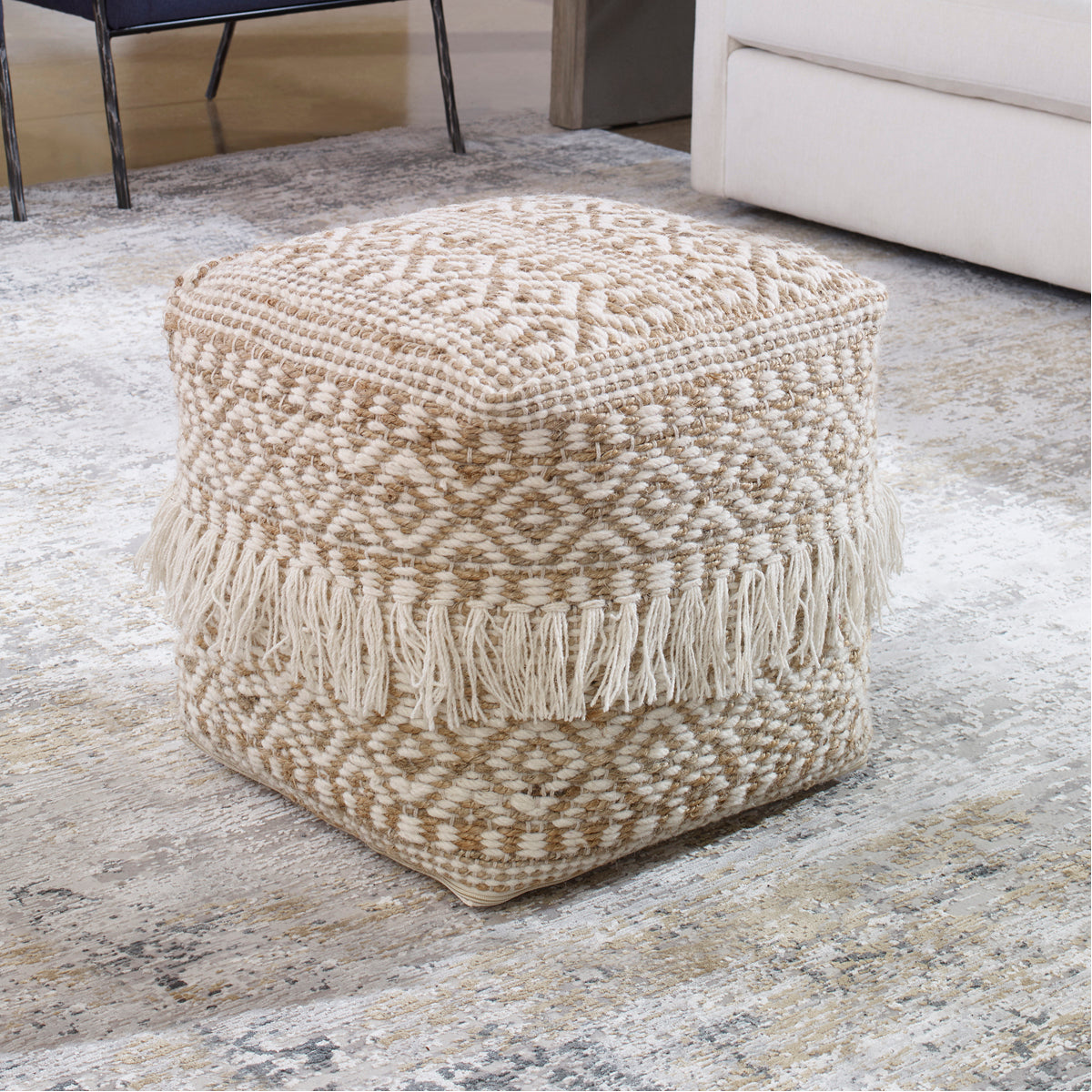 Uttermost Boheme Wool and Hemp Pouf