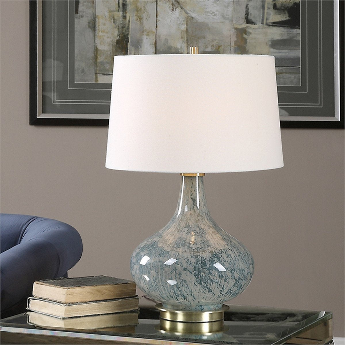 Uttermost Celinda Blue Gray Glass Lamp