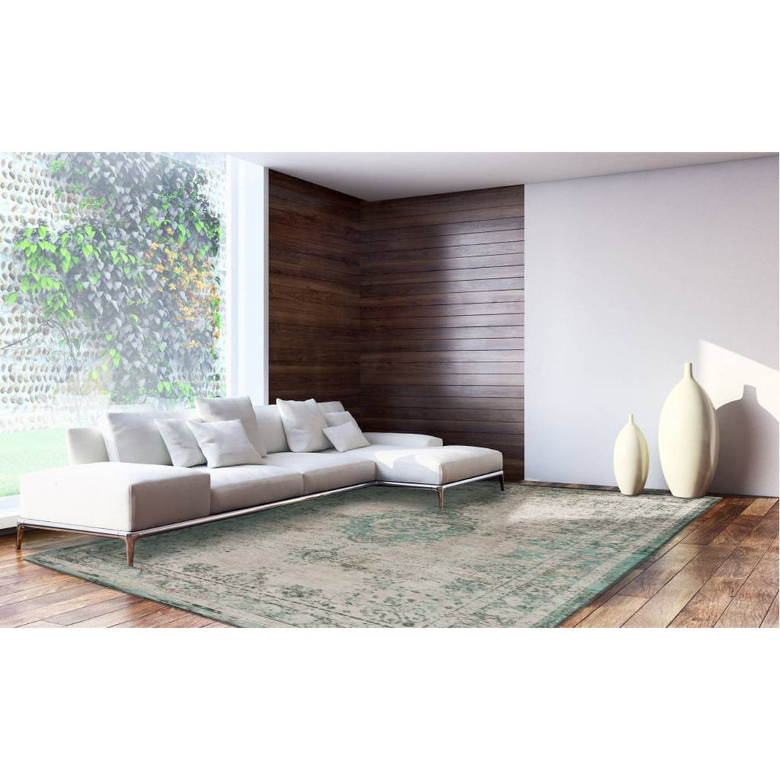 Louis de Poortere, Fading World Medaillon 8259 Jade Oyster Rug, Rugs ...