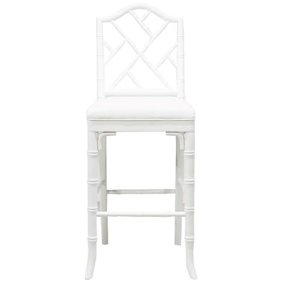 Worlds Away Chippendale Style Bamboo Counter Stool in White Lacquer