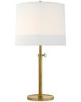 Visual Comfort Simple Adjustable Table Lamp with Banded Linen Shade