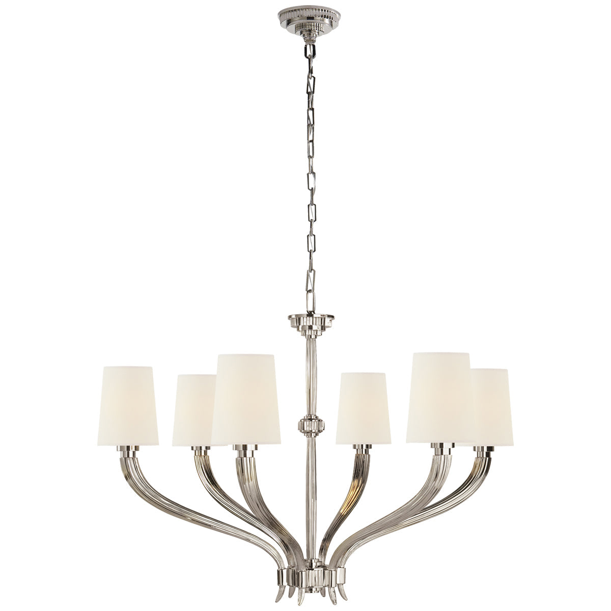 Visual Comfort Ruhlmann Large Chandelier with Linen Shades