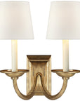 Visual Comfort Flemish Double Sconce with Linen Shade