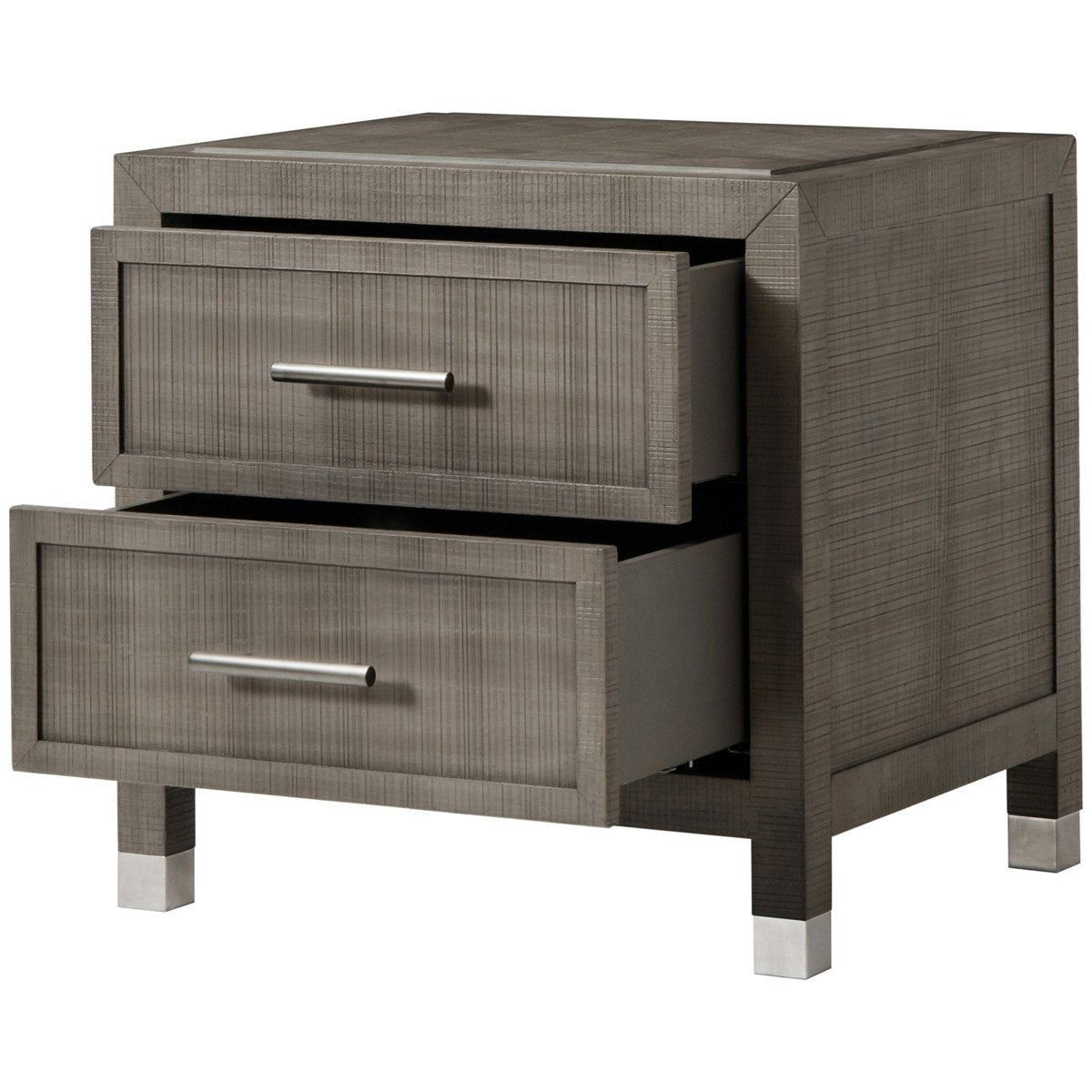 Sonder Living Raffles 2-Drawer Nightstand in Grey and Pewter