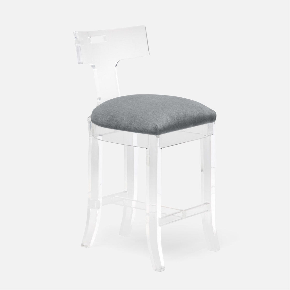 Made Goods Aldercy Clear Acrylic Counter Stool in Aras Mohair