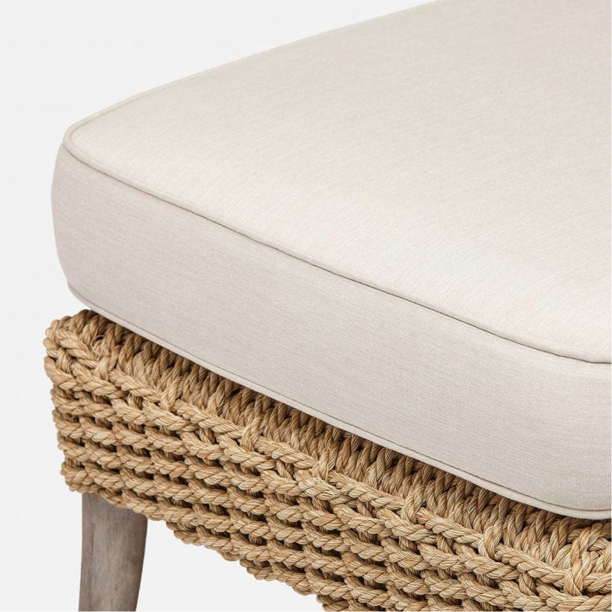 Made Goods Arla Faux Rope Outdoor Ottoman in Danube Fabric