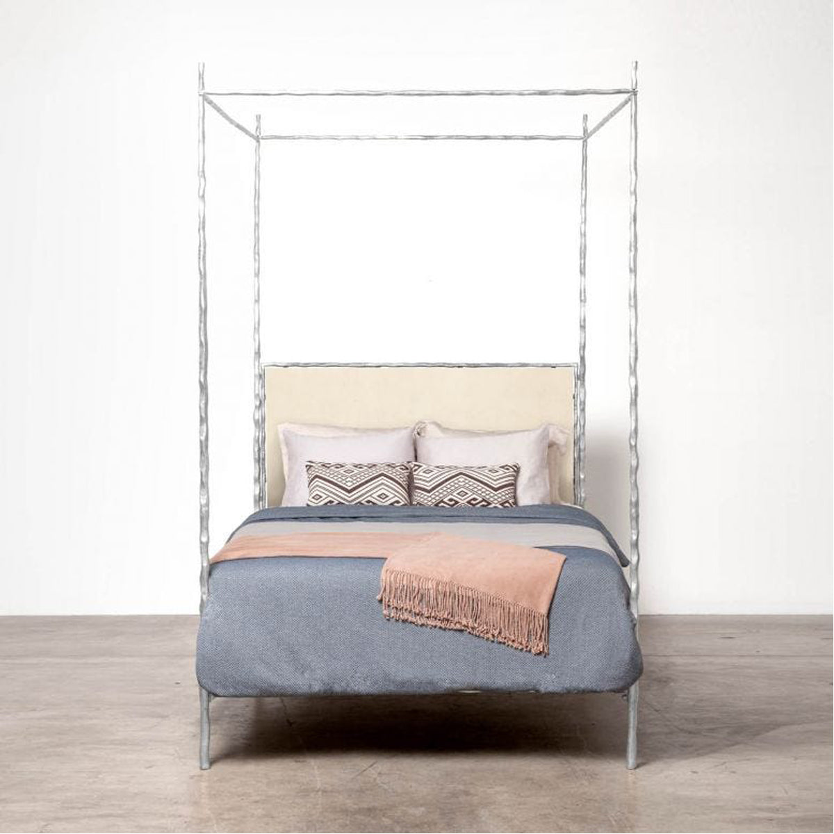 Made Goods Brennan Tall Textured Canopy Bed in Volta Fabric