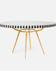 Made Goods Grace Pitted Iron Dining Table in Black/White Stripe Marble