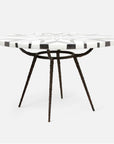 Made Goods Grace Pitted Iron Dining Table in Black/White Geometric Marble