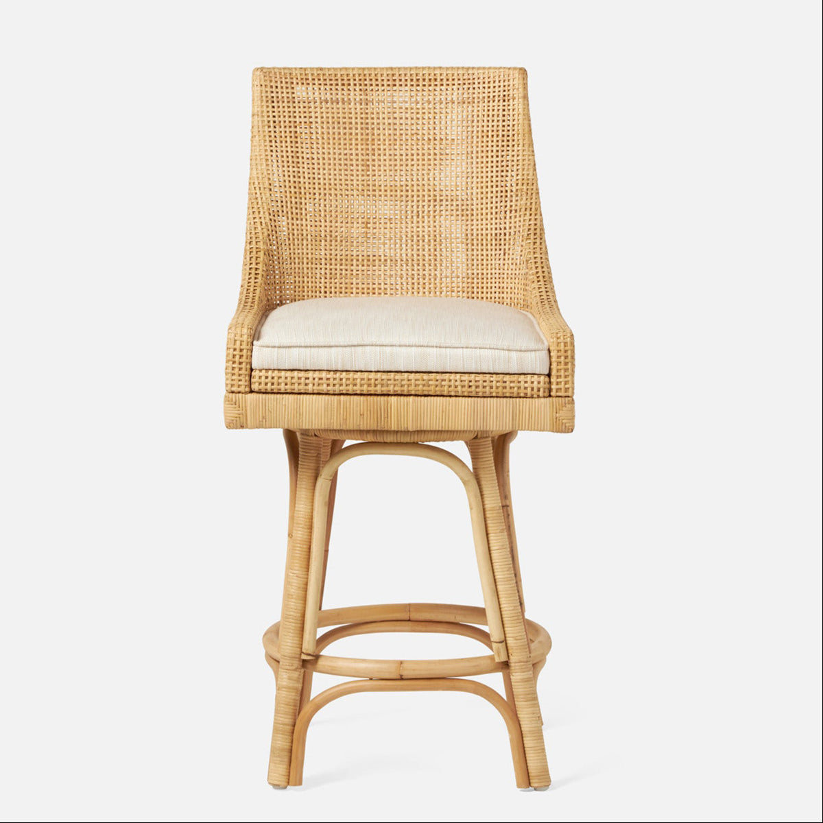 Made Goods Isla Woven Rattan Counter Stool in Volta Fabric