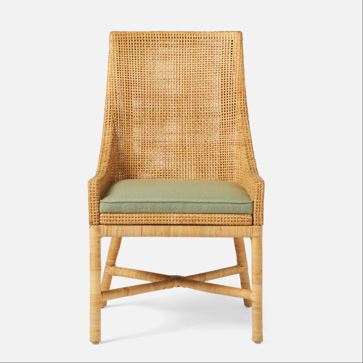 Made Goods Isla Woven Rattan Dining Chair in Volta Fabric