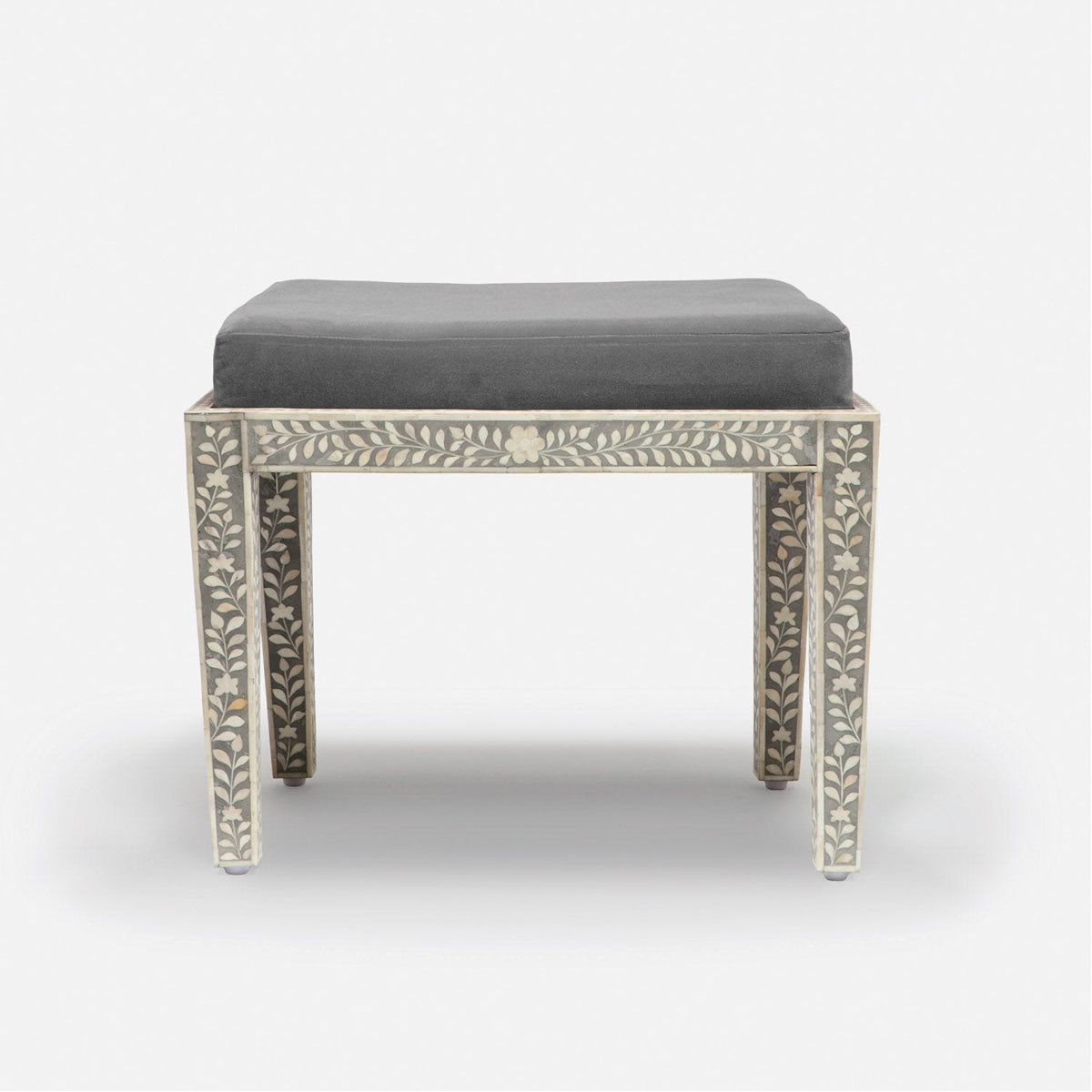 Made Goods Miranda Inlaid Bone Single Bench in Humboldt Cotton Jute