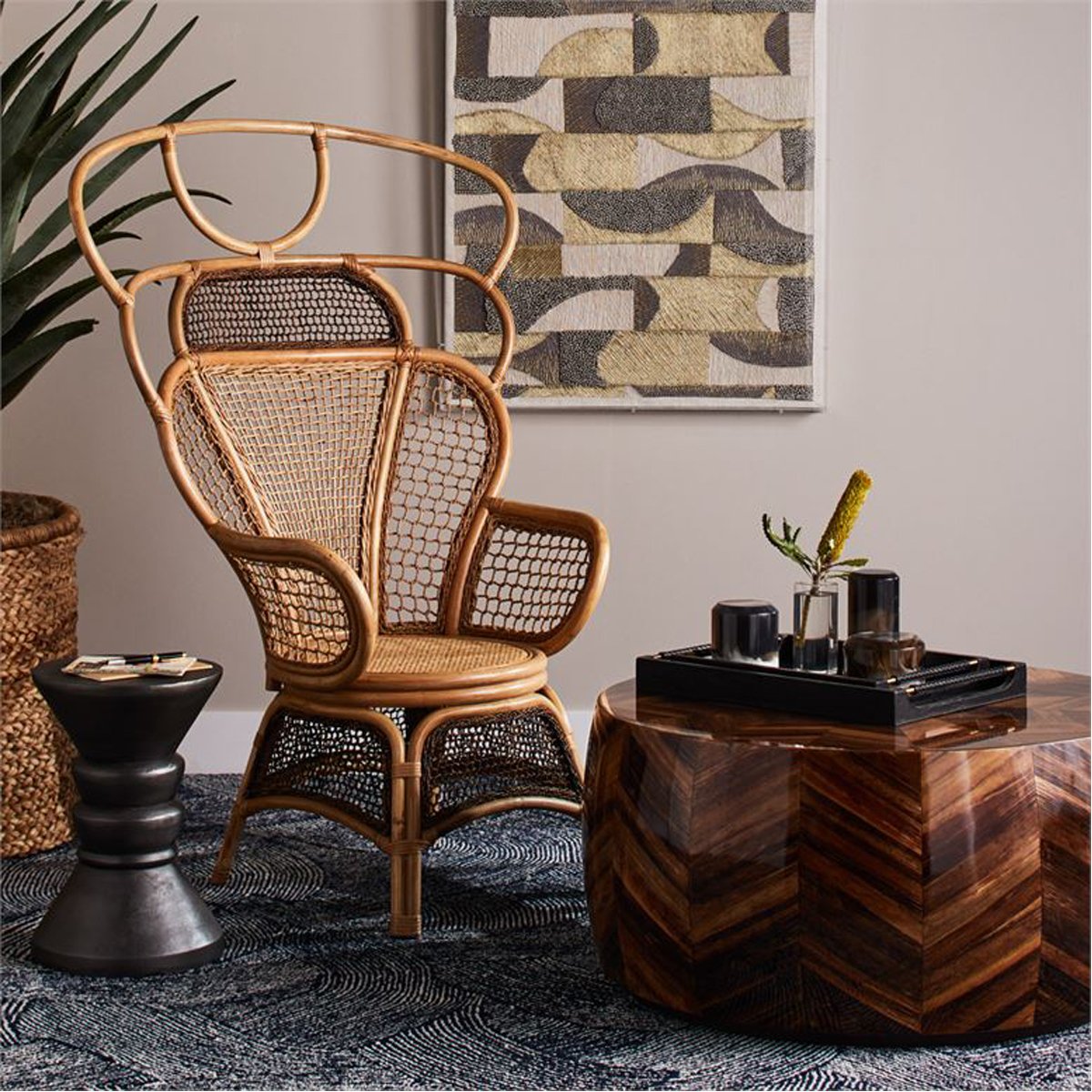 Made Goods Safiya Rattan Bamboo Lounge Chair