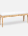 Made Goods Wren Upholstered Rattan Double Bench in Ettrick Cotton Jute