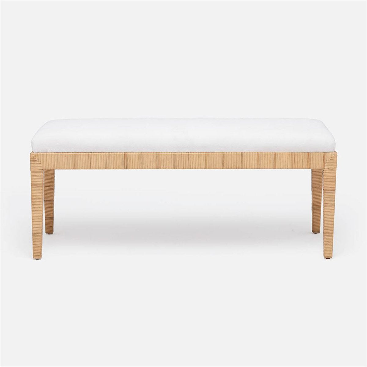 Made Goods Wren Upholstered Rattan Double Bench in Marano Lambskin