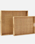 Made Goods Cadie Flat Rattan Rectangular Trays, 2-Piece Set