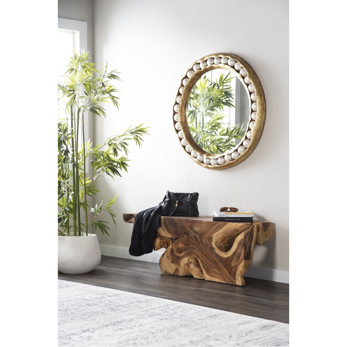 Phillips Collection Pearl Round Gold Mirror