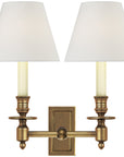 Visual Comfort French Double Library Sconce with Linen Shades