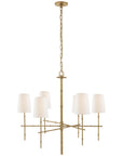 Visual Comfort Grenol Medium Modern Bamboo Chandelier with Linen Shade