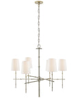 Visual Comfort Grenol Medium Modern Bamboo Chandelier with Linen Shade