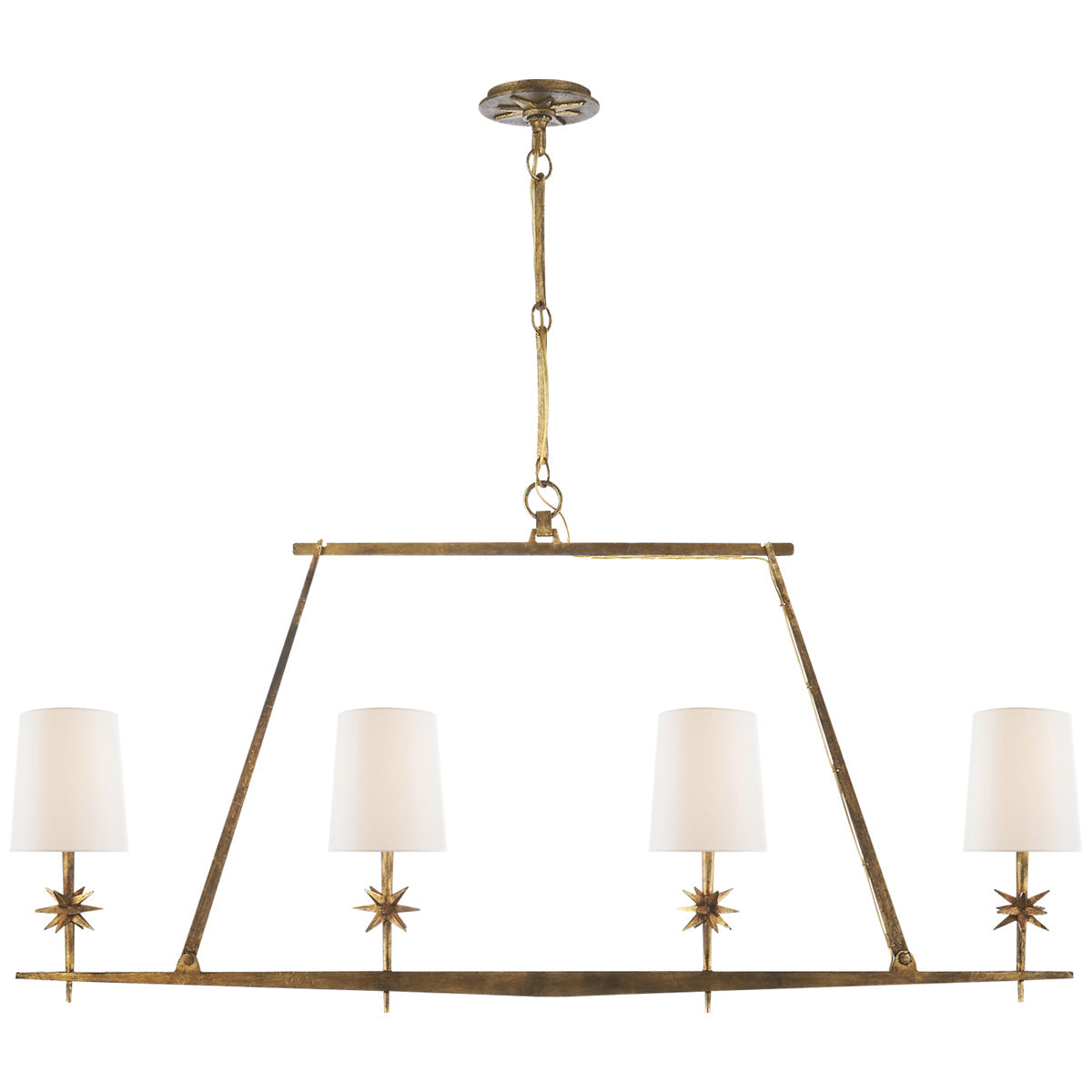 Visual Comfort Etoile Linear Chandelier with Linen Shades