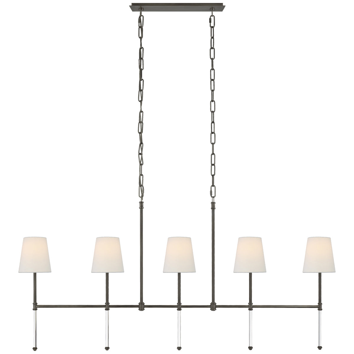 Visual Comfort Camille Medium Linear Chandelier with Linen Shades