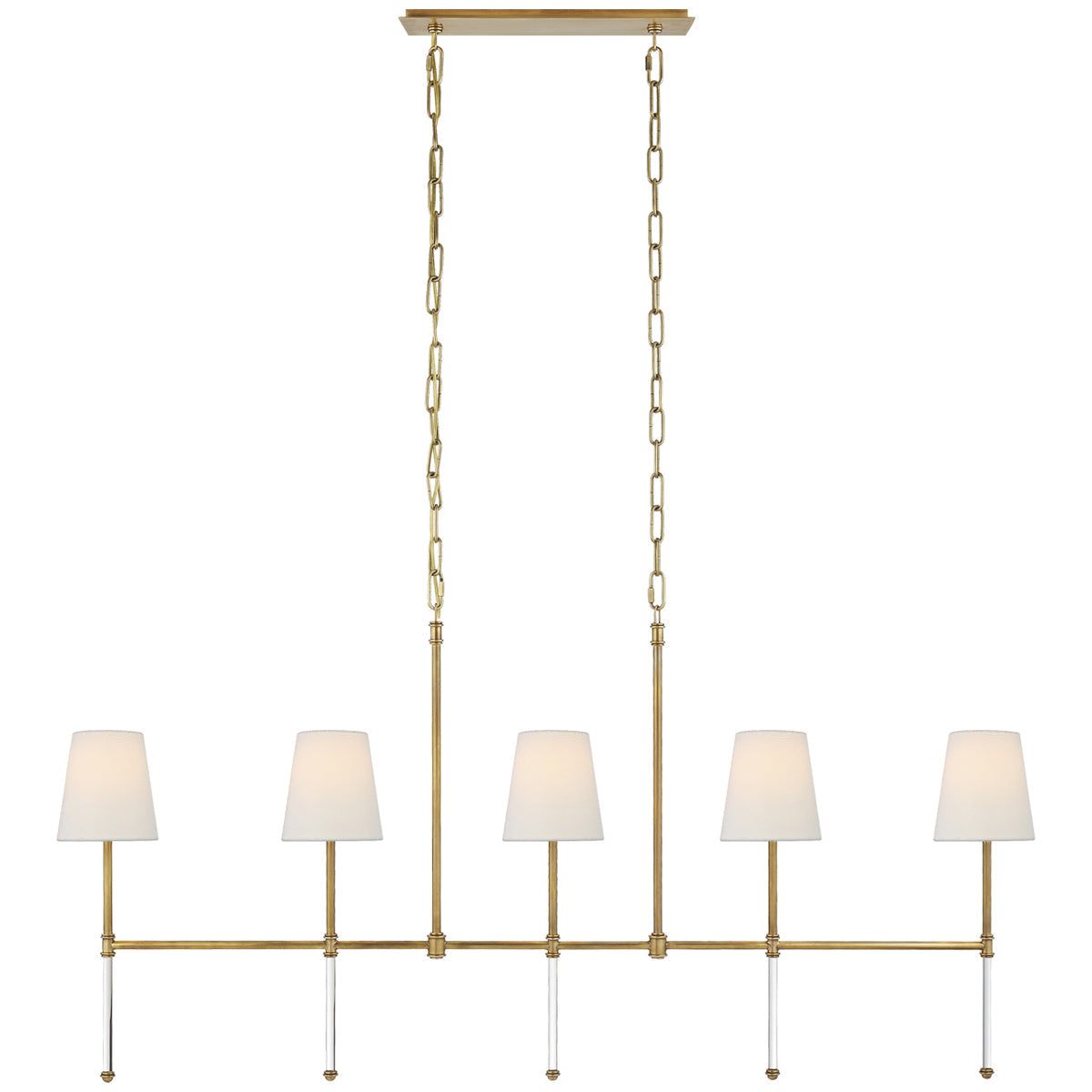 Visual Comfort Camille Medium Linear Chandelier with Linen Shades