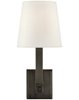 Visual Comfort Square Tube Single Sconce with Linen Shade