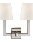 Visual Comfort Square Tube Double Sconce with Linen Shades