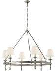 Visual Comfort Classic Ring Chandelier with Linen Shades