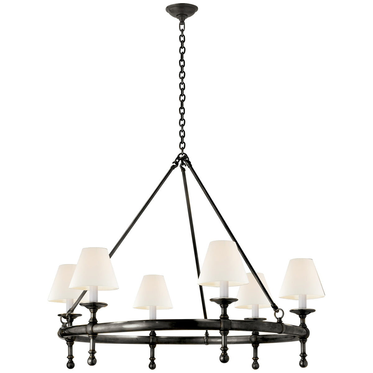 Visual Comfort Classic Ring Chandelier with Linen Shades