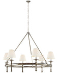 Visual Comfort Classic Ring Chandelier with Linen Shades