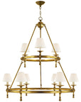 Visual Comfort Classic 2-Tier Ring Chandelier with Linen Shades