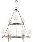 Visual Comfort Classic 2-Tier Ring Chandelier with Linen Shades