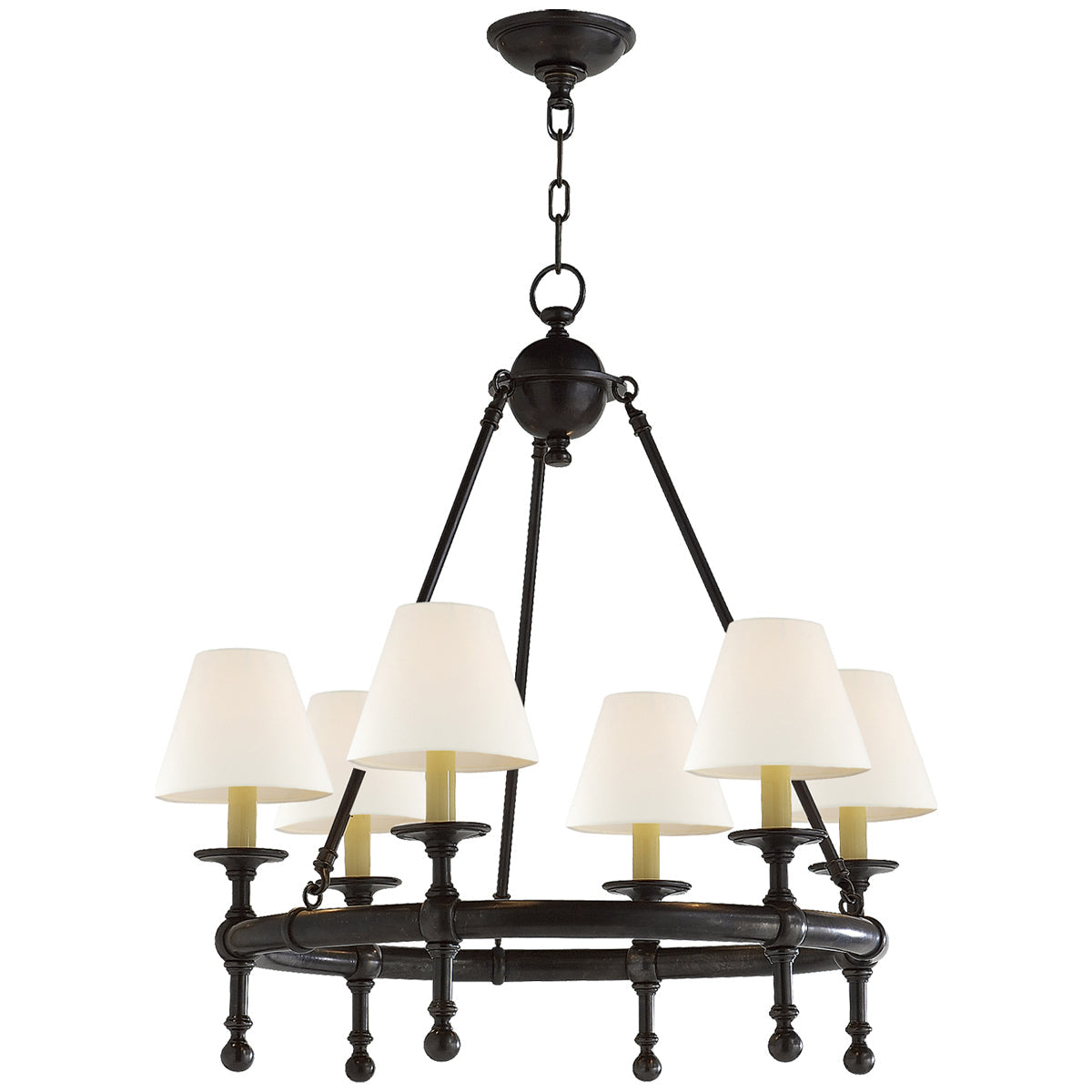 Visual Comfort Classic Mini Ring Chandelier with Linen Shades