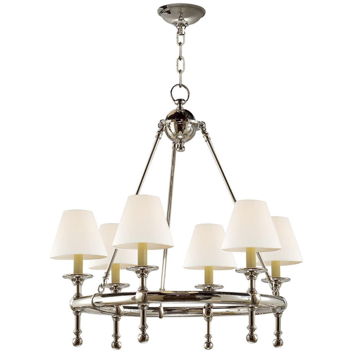 Visual Comfort Classic Mini Ring Chandelier with Linen Shades