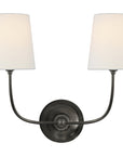 Visual Comfort Vendome Double Sconce with Linen Shade