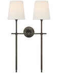 Visual Comfort Bryant Large Double Tail Sconce with Linen Shade