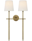 Visual Comfort Bryant Large Double Tail Sconce with Linen Shade