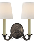 Visual Comfort Channing Double Sconce with Linen Shade