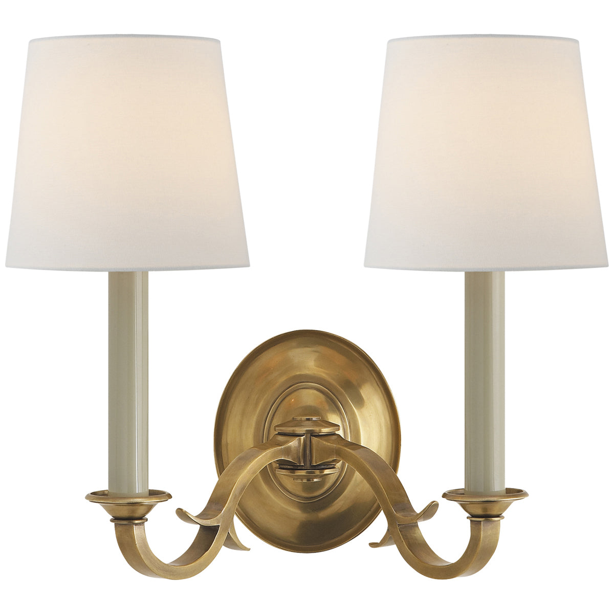 Visual Comfort Channing Double Sconce with Linen Shade