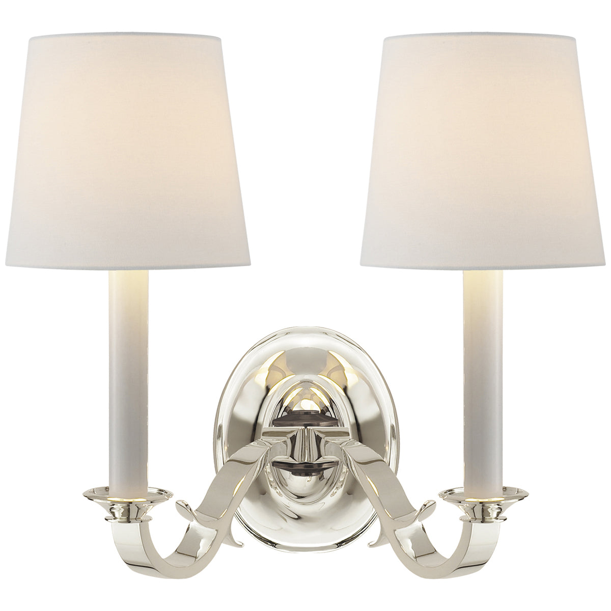 Visual Comfort Channing Double Sconce with Linen Shade