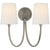 Visual Comfort Reed Double Sconce with Linen Shade