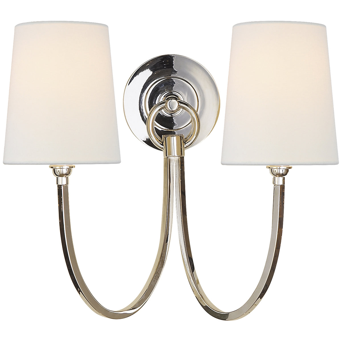 Visual Comfort Reed Double Sconce with Linen Shade